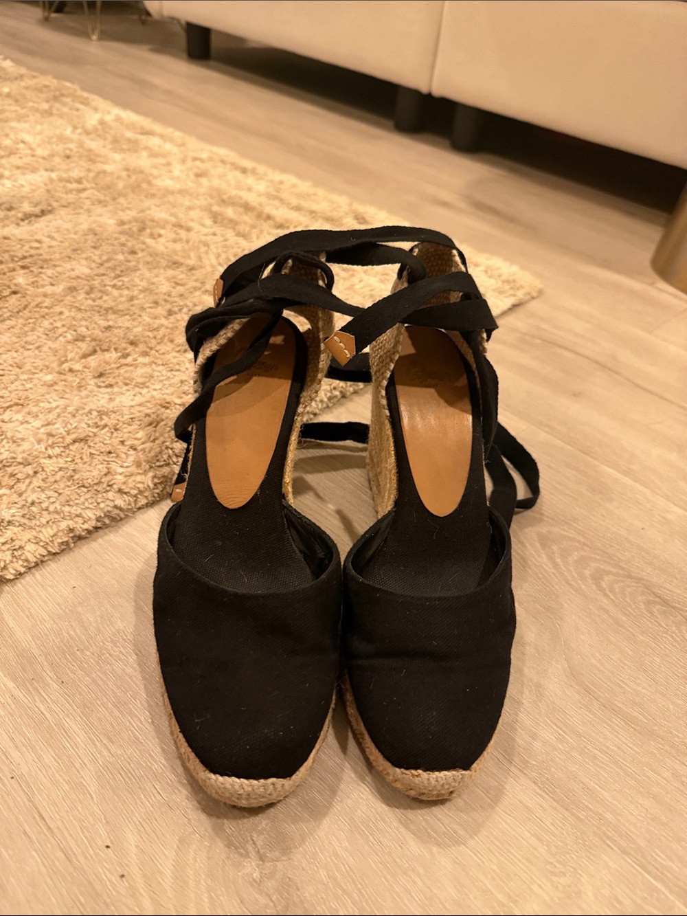 Castaner Black Espadrille Wedges with Ankle Wrap - Picture 8 of 9
